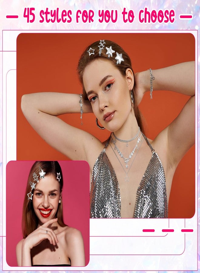 ZhouBoat 45PCS Y2K Hair Clips for Women Girls, Star Barrettes, Necklace & Bracelets Set | Kawaii Retro 2000s Hair Accessories | Festival Rave Grunge Aesthetic - Image 2